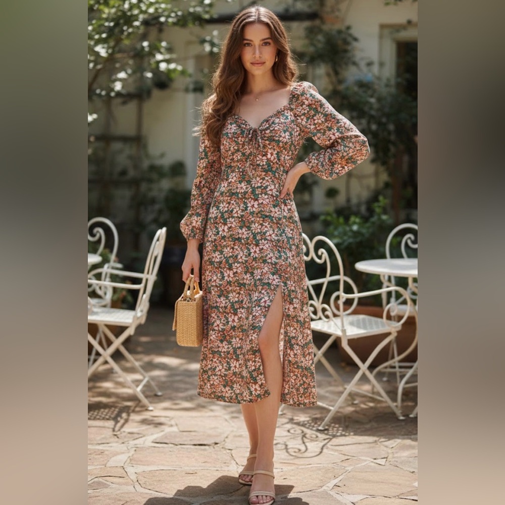 Chic Long Sleeve Floral Dress